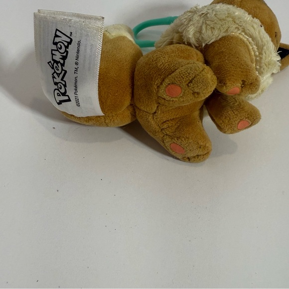 Pokemon 5 Inch Clip on Eevee Keychain Bag Charm Plush Stuffed Toy Back Clip On - Picture 5 of 6